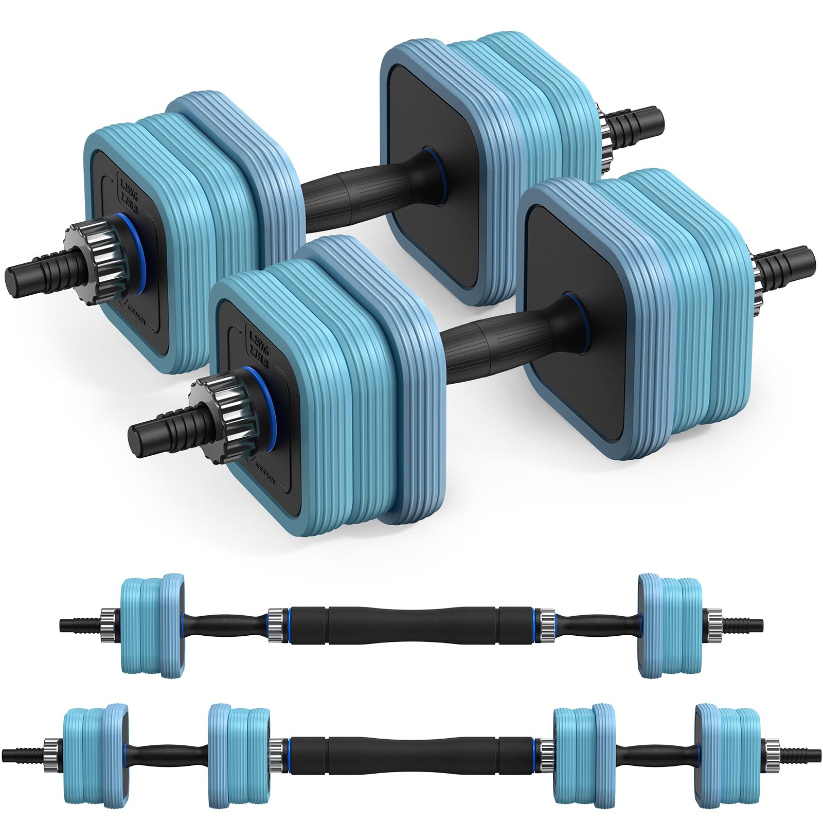 Adjustable Dumbbells Set, MERACH 4 in 1 Hand Weights Dumbbells Set with Connector Used as Dumbbell, Barbell, Push up Stand, Weight Plate, 22/35/44/66/88lbs