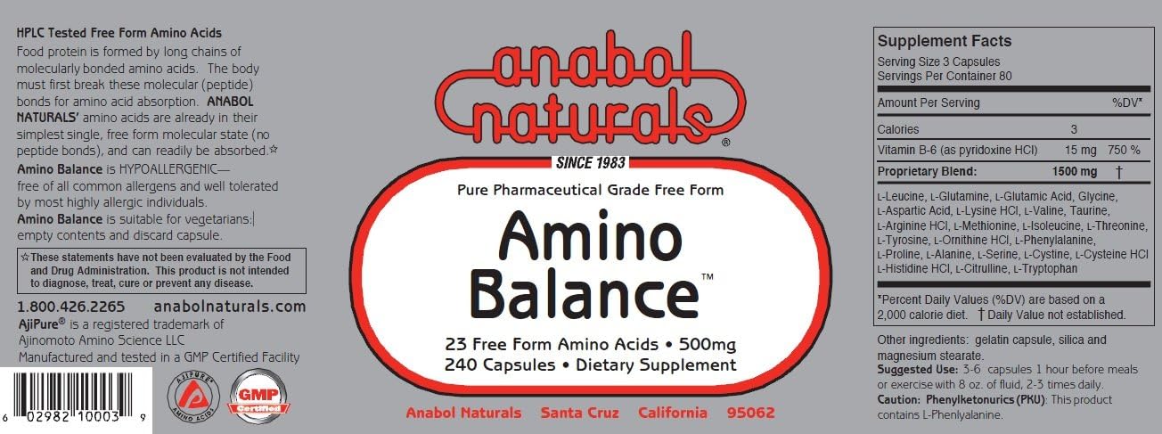 Physique Stack–Amino Balance 240 caps Complete Free Form Formula with BCAA’s and EAA’s for Muscle Recovery. Amino GHReleasers 120 caps Pre-Workout with L-Arginine and L-Glutamine for Lean Muscle Growth