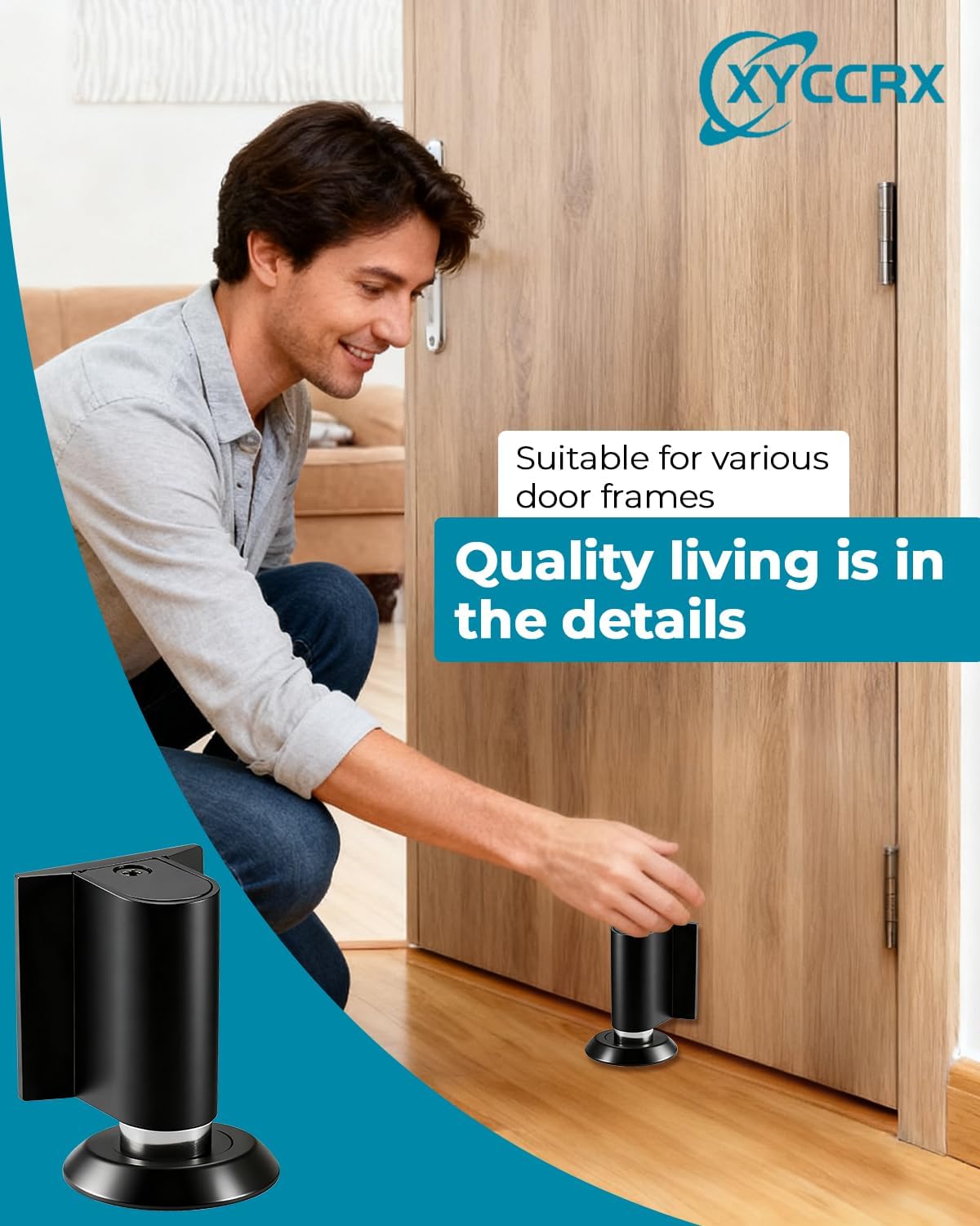 Door Wedge Stopper Magnetic Door Wedge Stopper, Heavy Duty No Drill Invisible Door Stop for Bottom of Door, Strong Hold to Keep Doors Open (4)