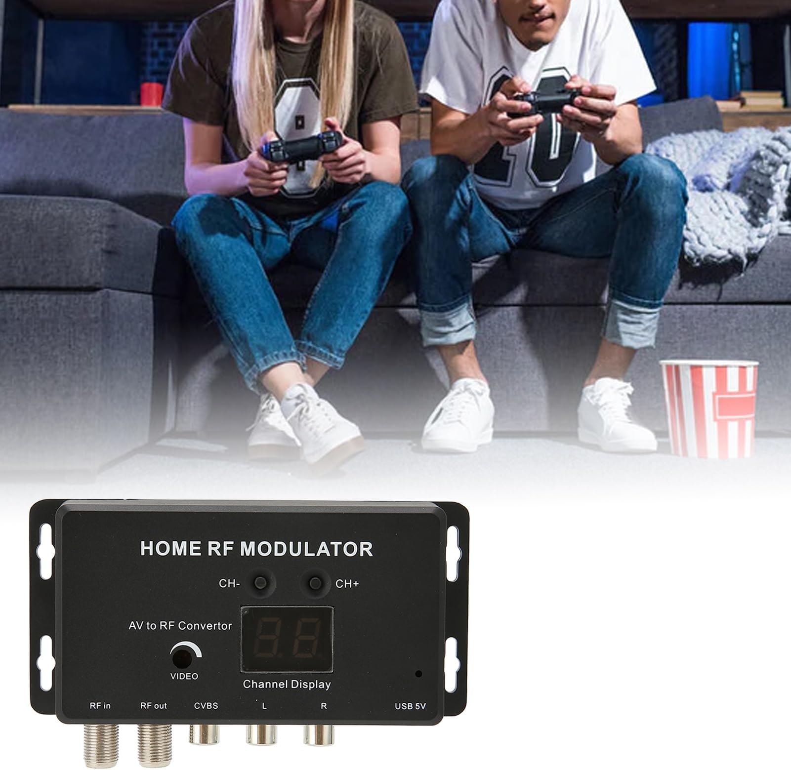 UHF Modulator, Sturdy Exquisite Workmanship TV Link Modulator,Simple Appearance Design AV to RF Converter,for AV Source Set Top Boxes