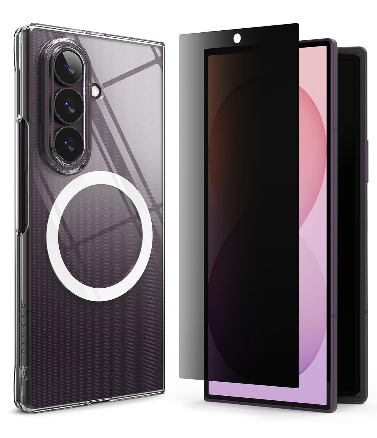 Ringke für Samsung Galaxy Z Fold 8 Ultra Hülle mit Panzerglas Sichtschutz | Silm Magnetic [Clear] + Cover Display Easy Slide Privacy Tempered Glass [2 Stück]