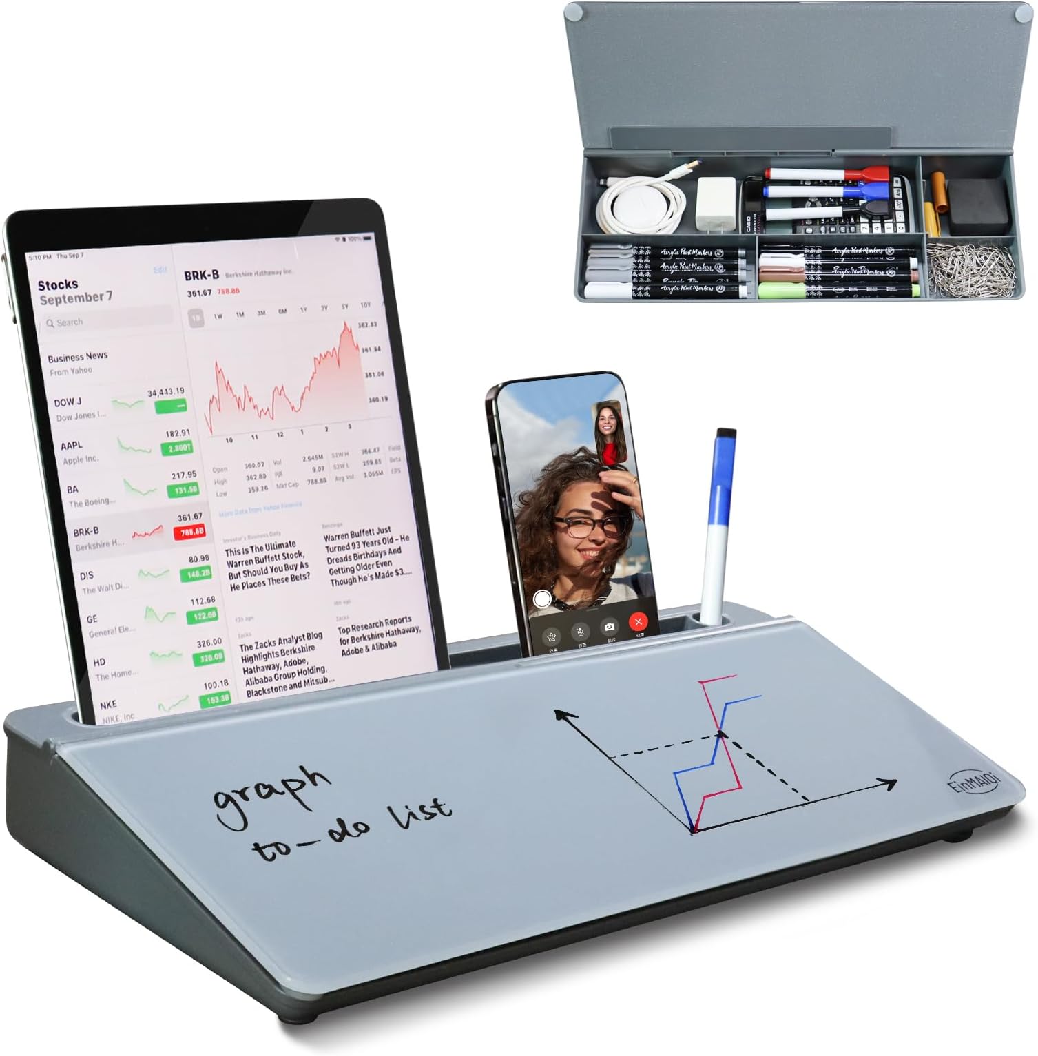 EinMAIQi Small Glass Desktop DryErase Whiteboard with