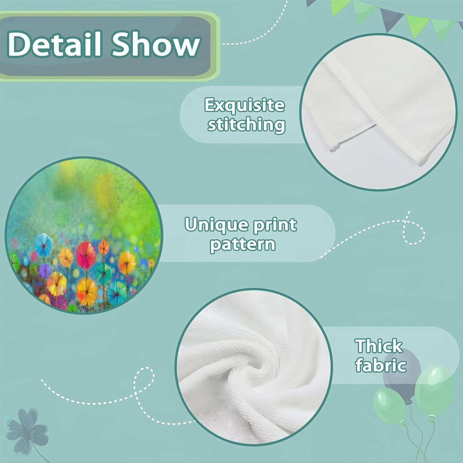 Abstract Watercolor Flowers Hand Towels Set of 2, Fingertip Polyester Cotton Soft Bath Towels for Bathroom Kitchen Hotel Spa, 14"X28" - Image 3