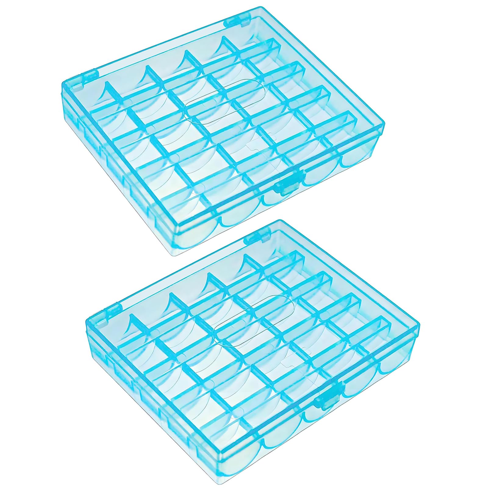 Fbshicung 2 Pack 25 Slots Empty Bobbins Spools Box, Sewing Craft Plastic Case Storage Box for Sewing Machine