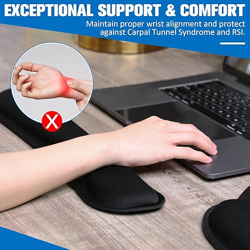 Miniatura 5 de Yunsailing Juego de 8 alfombrillas ergonómicas para mouse y teclado con soporte para muñeca, reposa gel suave y suave espuma viscoelástica para