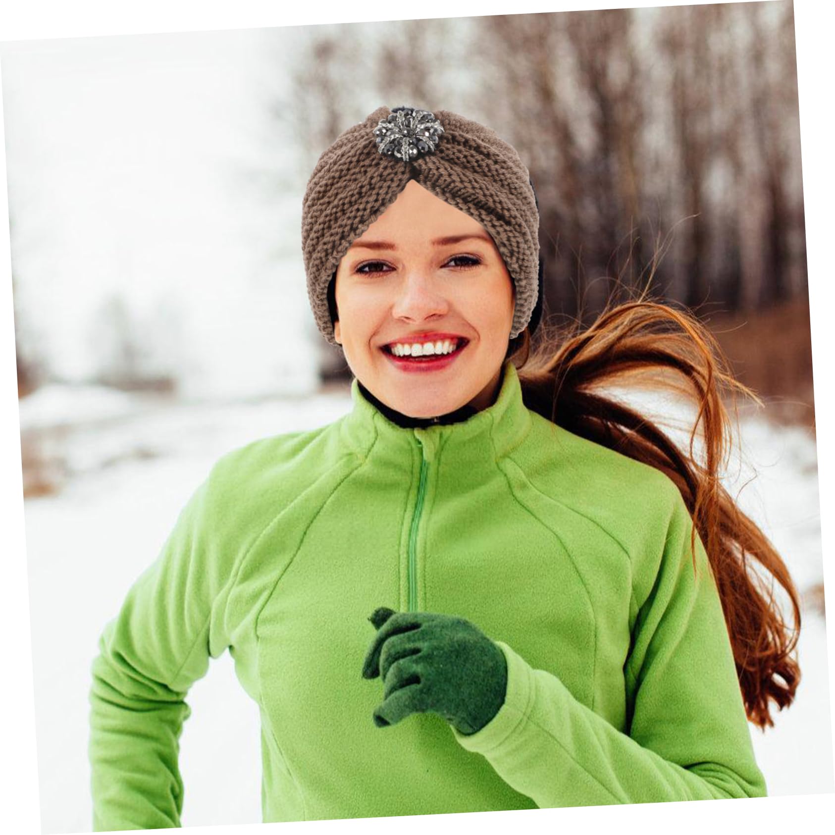 2piezas Gorro Para Mujer Gorro De Punto Cálido y Elegante Para Otoño Beanie De Moda Color Khaki Para Uso Exteriores y Casa