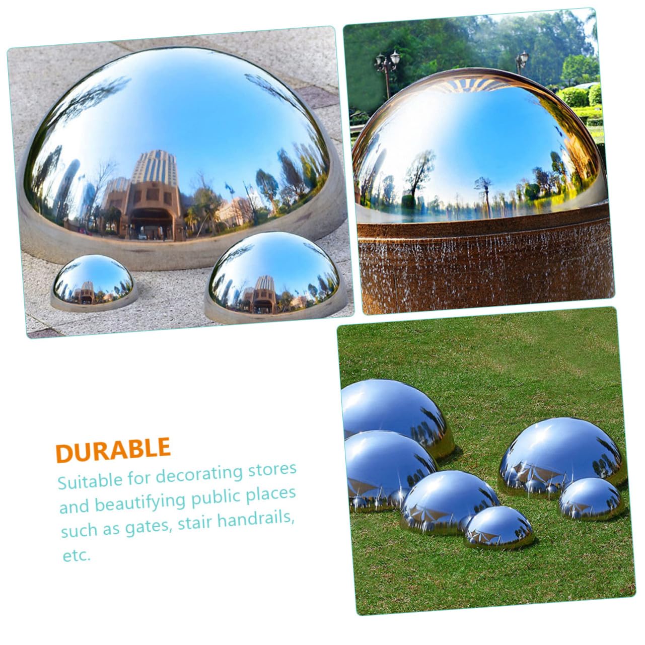 Sfere Specchio Decorative da Giardino 4 Pezzi Acciaio Inox Argentato