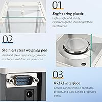 Vista 4 de Báscula de laboratorio de precisión de 0.00 oz, balanza analítica, balanza electrónica de laboratorio con pesos digitales e interfaz RS232