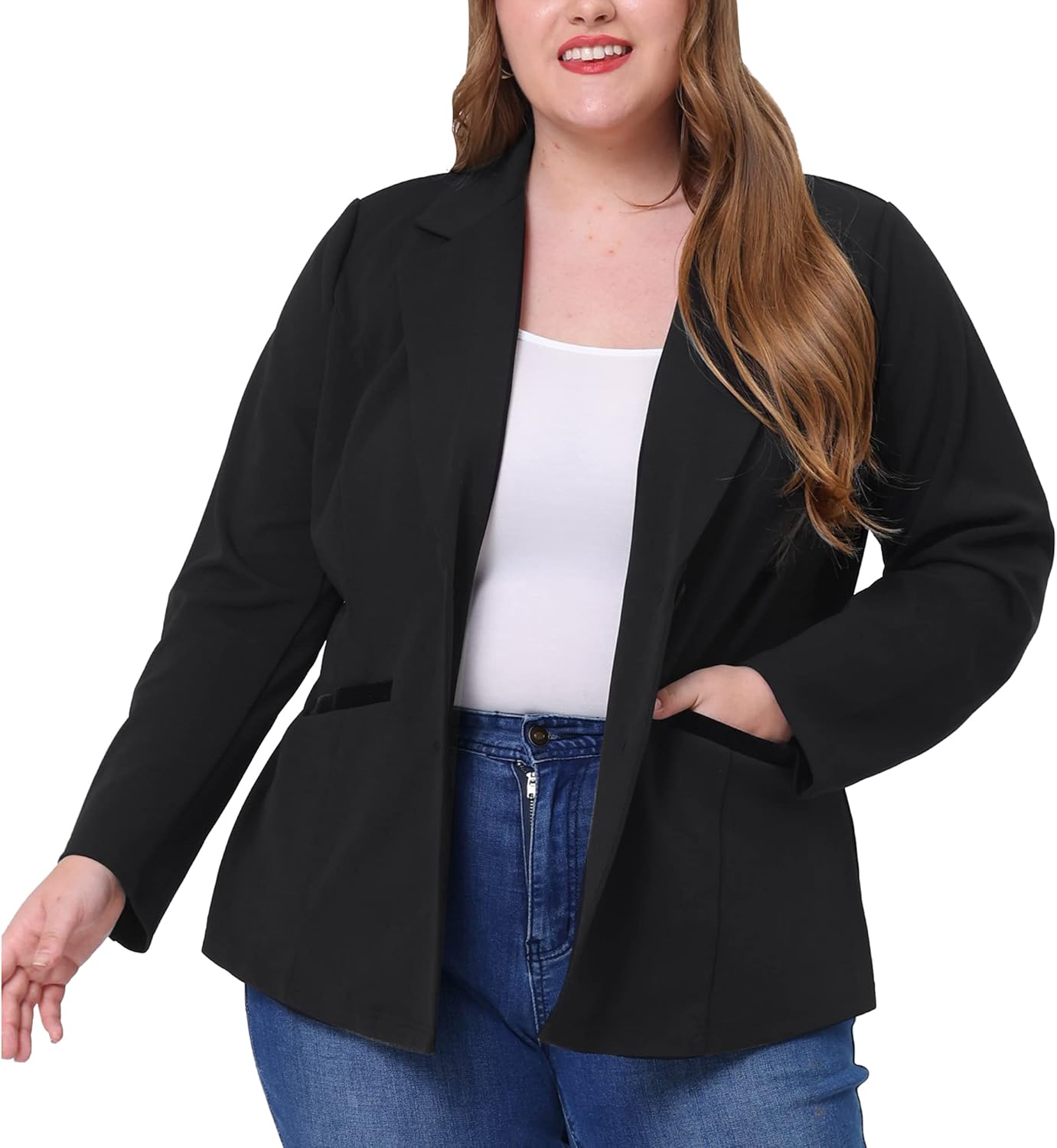 Agnes Orinda Plus Size Blazers for Women Notched Lapel V Neck Business Casual Outfits Suit Jacket Work Fall Blazers - Image 2