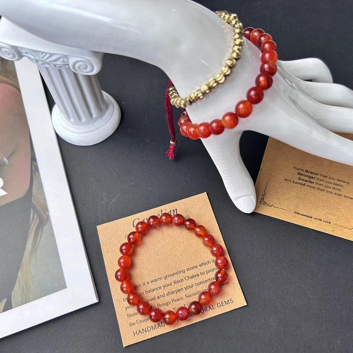 Tibetan Copper Bead Bracelet - Healing Crystal Bracelet -Friendship Bracelet Inspirational Bracelets - Handmade Lucky String Bracelet Natural Stone Power Energy Yoga Bracelet - Image 2