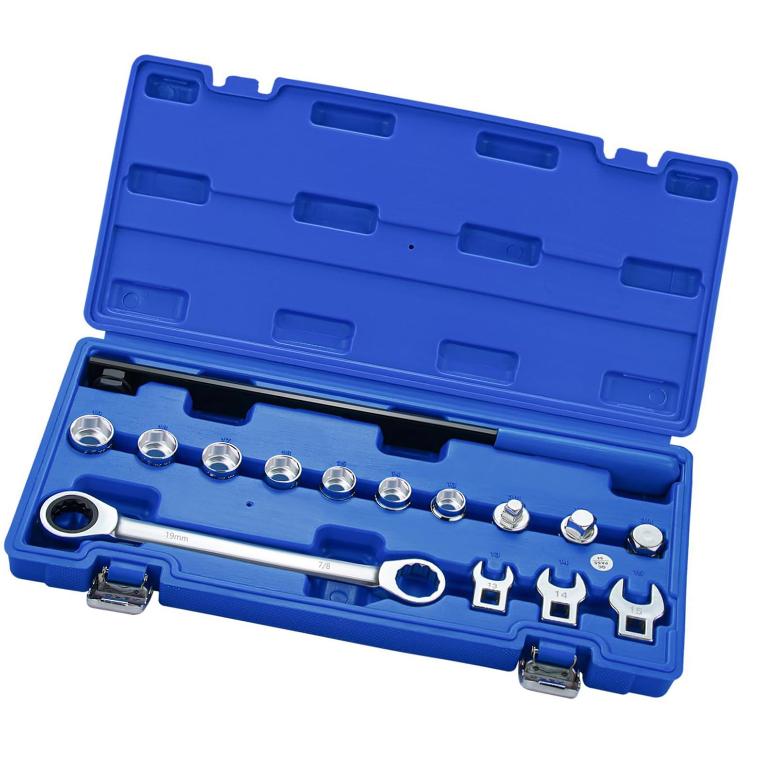 15Pieces Generic Ratcheting Serpentines Belt Removal Installation Tool Set Tensioner Set with Socket Adapters Adjustable Pulley Removal Wrench Tool