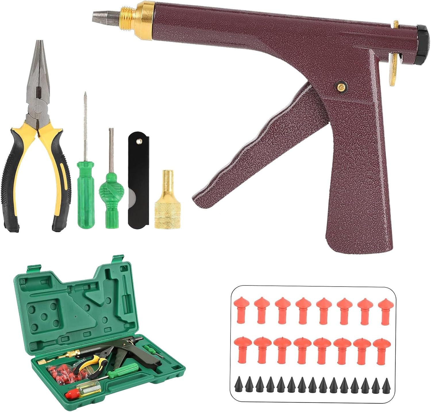 Motorcycle tire Repair kit, tire Repair Mushroom Plug Universal Tire Repair Tools to Fix Punctures and Plug Flats Patch Kit for car Motorcycle, ARB，ATV, Tractor, Trailer