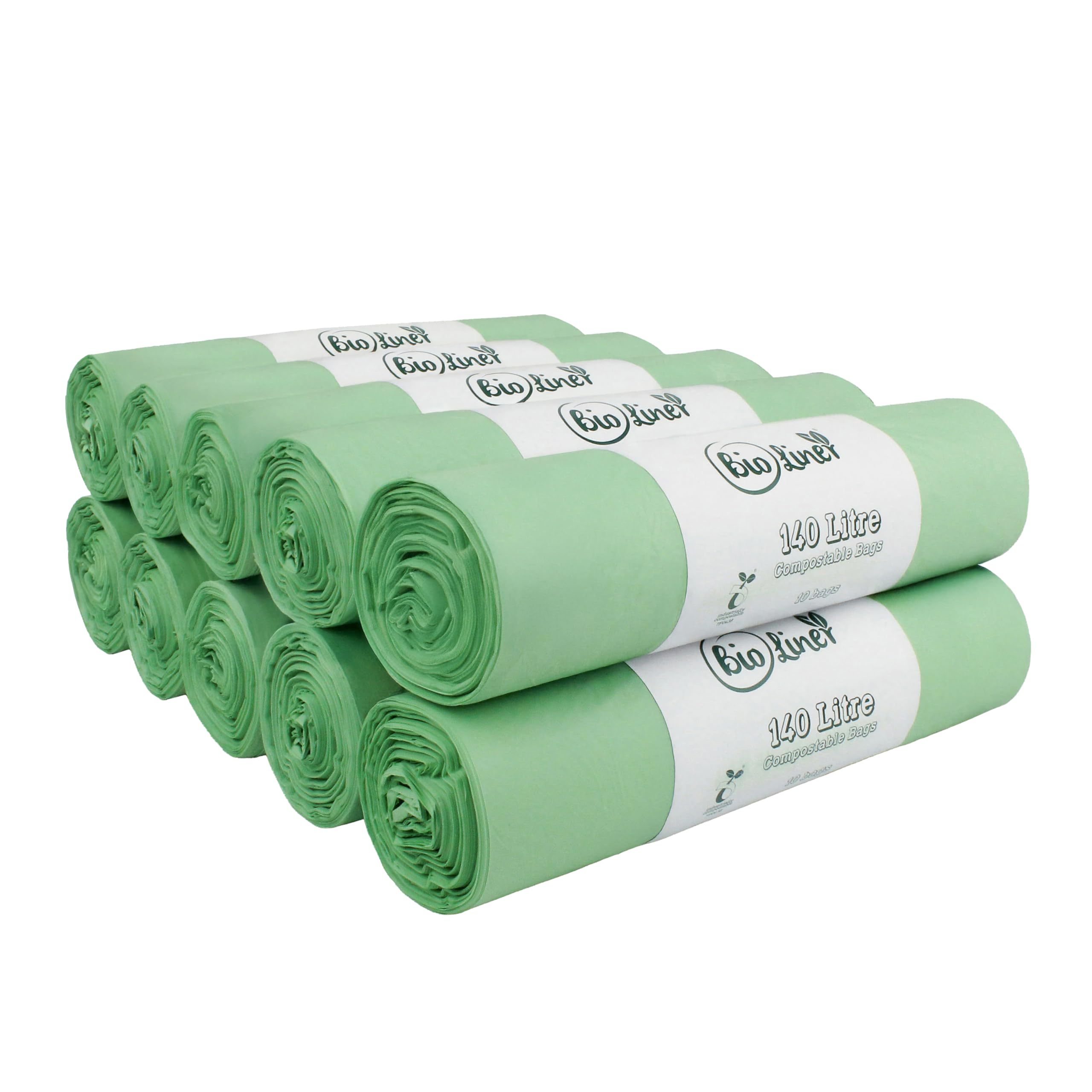All-Green Green 140 Litre X 100 Bags Bioliner Compostable Wheelie Bin Liner - Biodegradeable Sacks/Liners - En 13432 - Compostable 140L Bags With Composting Guide