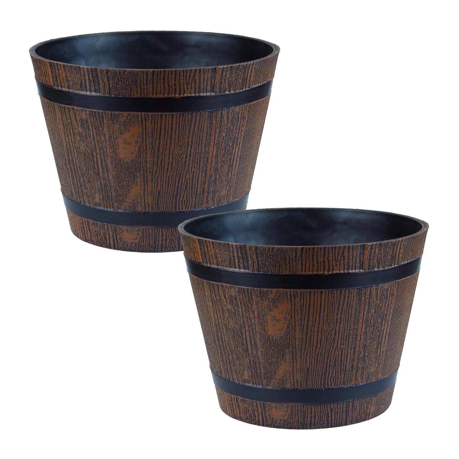 Homestead Brown Half Barrel Indoor/Outdoor Cask Planter - Small, 17cm (H) x 23cm (Dia) - Set of 2.