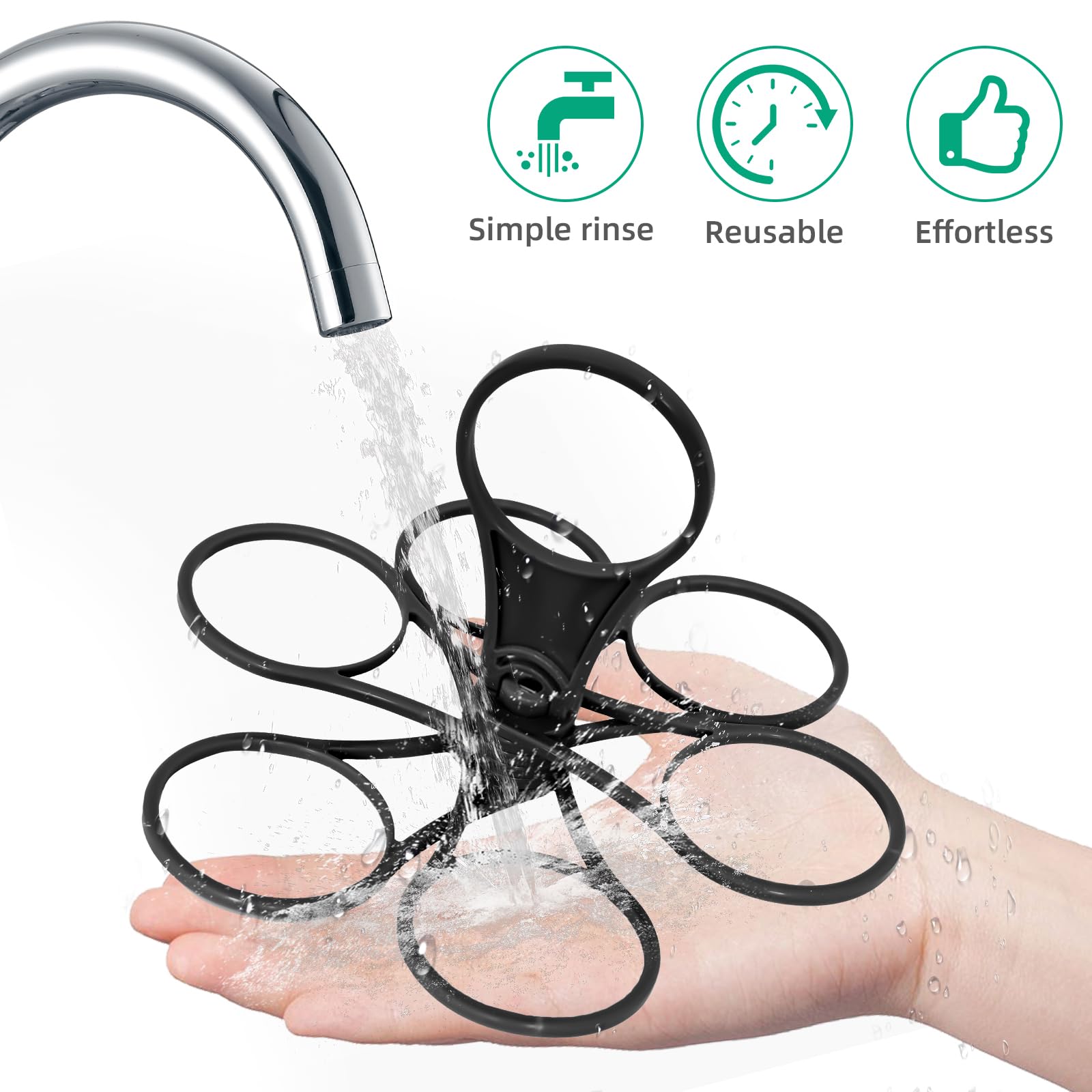 2 pièces de porte-gobelets avec poignée - Porte-gobelets pour 6 verres, porte-gobelets pour festival, pliable, réutilisable pour festivals, événements sportifs et concerts (Noir)