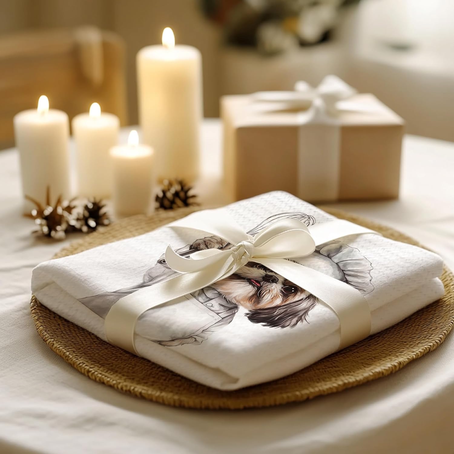 Cabana Bro Funny Chef Shih Tzu Kitchen Towels, Shih Tzu Shihtzu Gifts, Dog Lovers Mom Dad Gifts Decorative Hand Tea Dish Towels for Kitchen, 16x24 Inches - Image 5