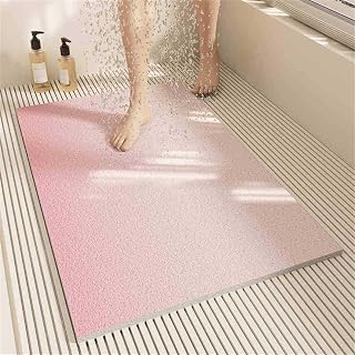 Surwin Alfombra Ducha Antideslizante, Colores degradados Alfombra Baño Lufa Secado Rápido con Orificio de Drenaje PVC Alfombra de Ducha Lavable para Bañera, Puerta (Rosa,90x90cm)