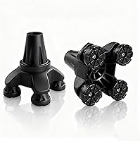 Vista 8 de Punta de bastón cuádruple mejorada: punta de muleta de 4 puntas con placa reforzada de metal en la articulación del bastón, diseño antideslizante