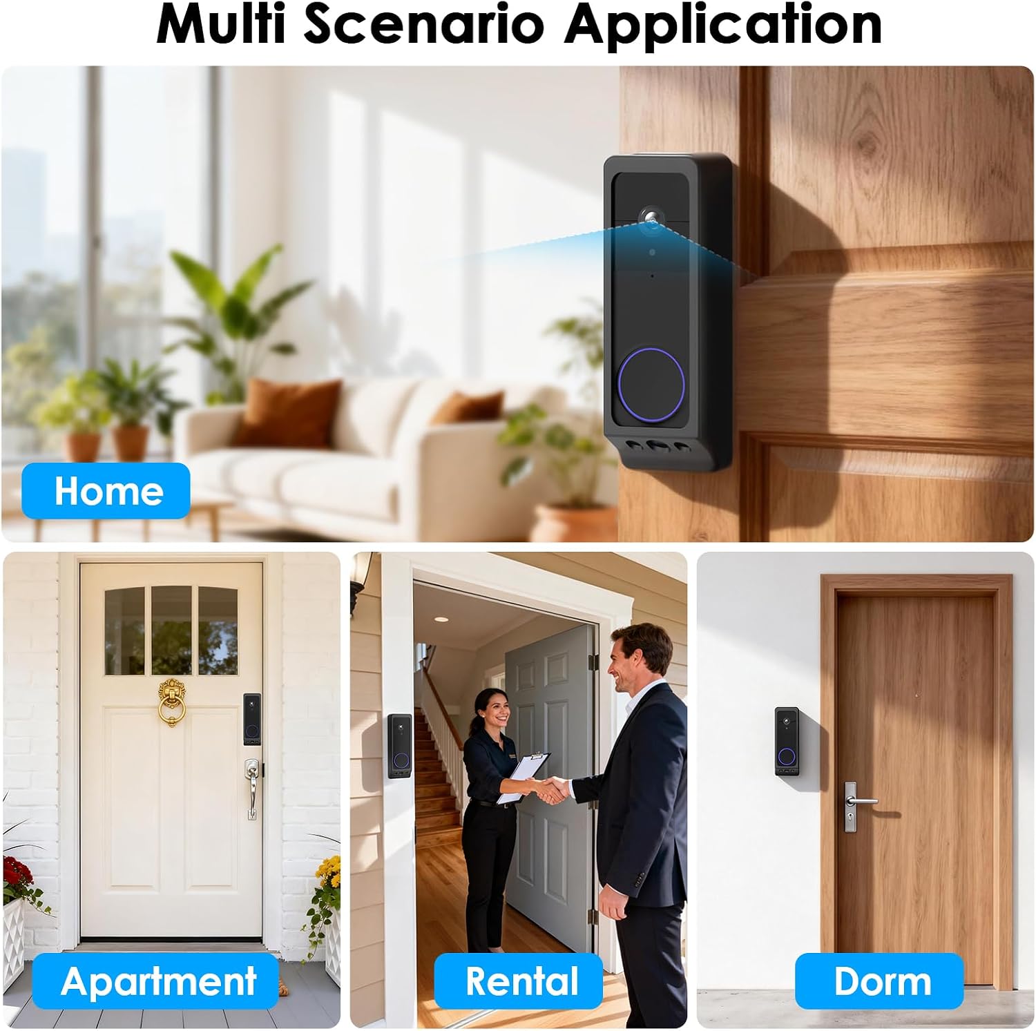 Adhesive Door Mount Compatible with Wyze Duo Cam Doorbell Only, No-Drill Mounting Bracket for Wyze, Not Blocking Doorbell Sensor, Apartment Door Bell Kits for Wyze Doorbell Camera