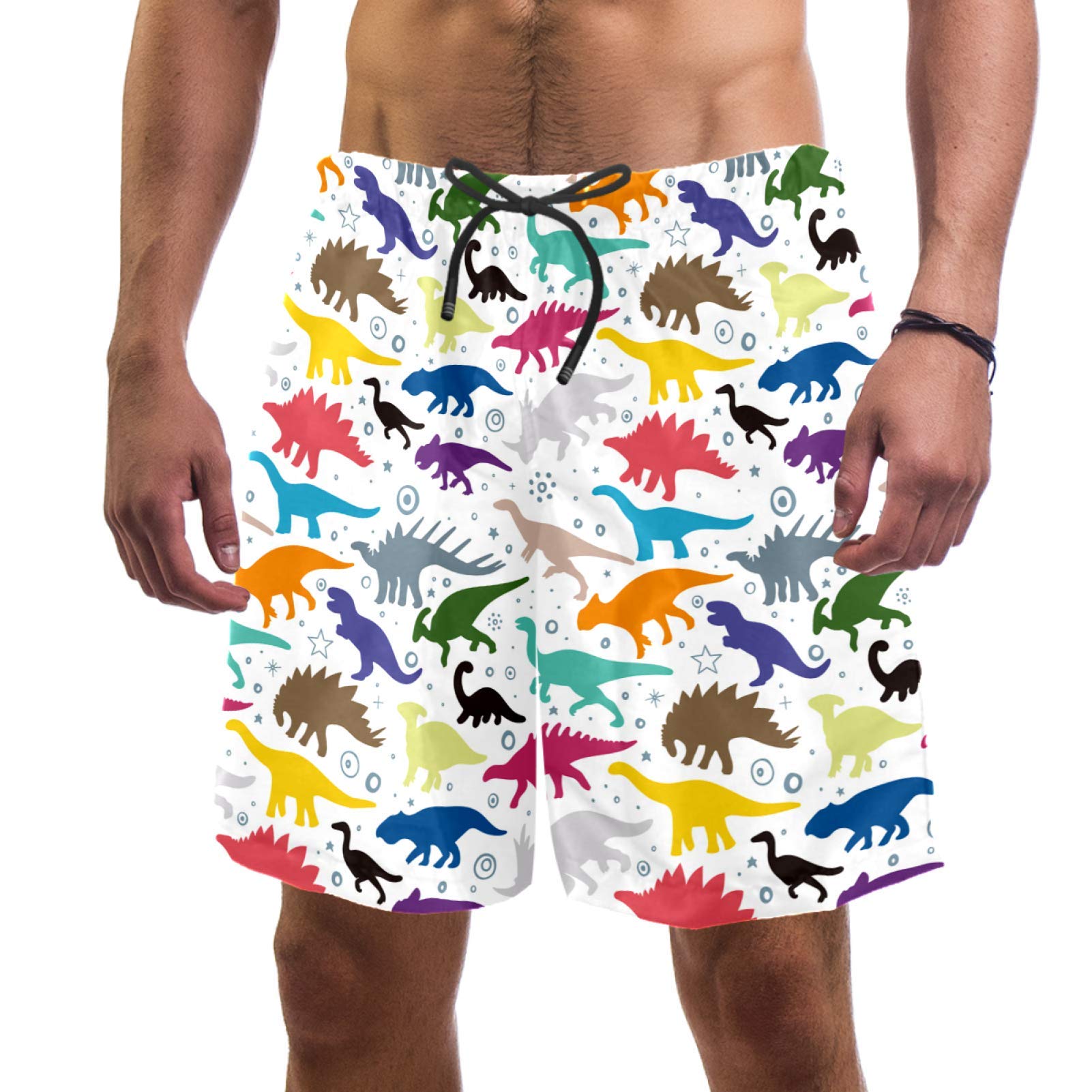 Short de bain pour homme taille S multicolore short plage dinosaure poches - 6