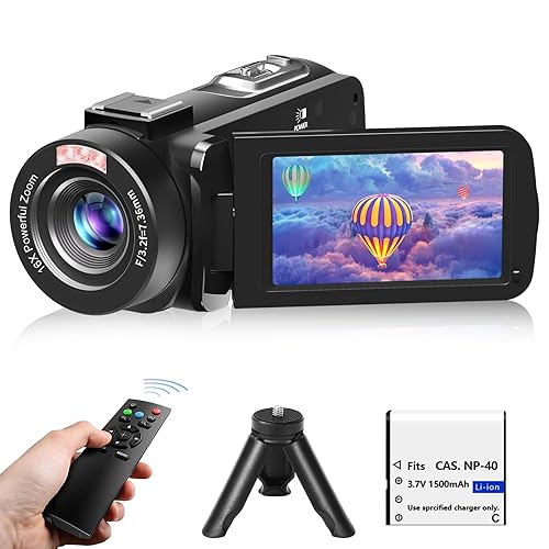 Video Camera, Full HD 1080P 30MP Camcorder, Vlogging Camera for YouTube with Infrared Night Vision, 18X Digital Zoom 3.0“ LCD Screen Digital Camera, Video Recorder with Remote Control and Battery - Black