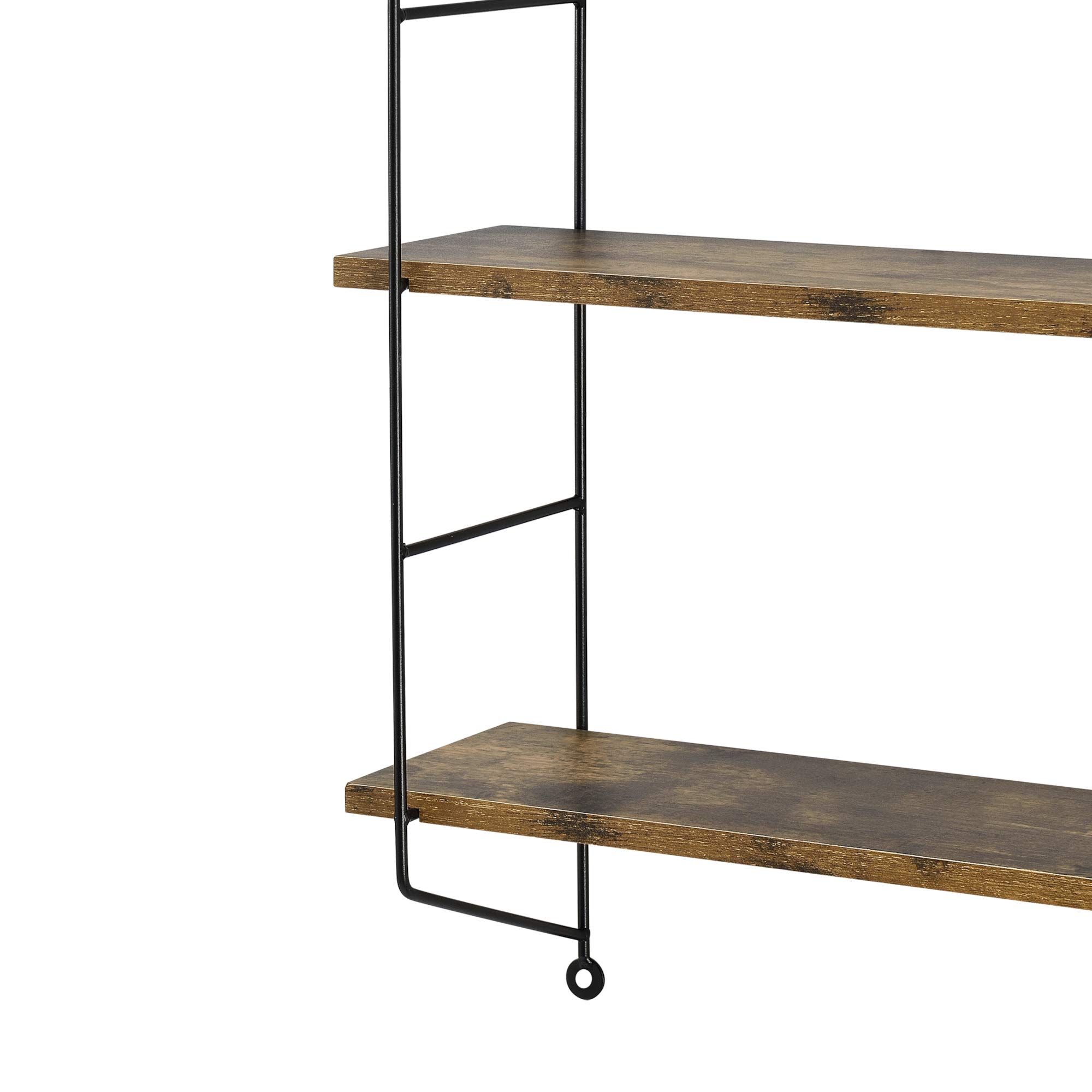 [en.casa] Scaffale da Parete a 3 Ripiani Scaffale da Muro Libreria Pensile con Ripiani Regolabili in Altezza 48 x 15 x 63.5 cm - Effetto Legno Scuro/Nero