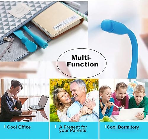 Miniatura 4 de Sokelinn-six Ventilador flexible USB, mini ventiladores de refrigeración portátiles alimentados por USB para banco de energía, portátil, cargador de