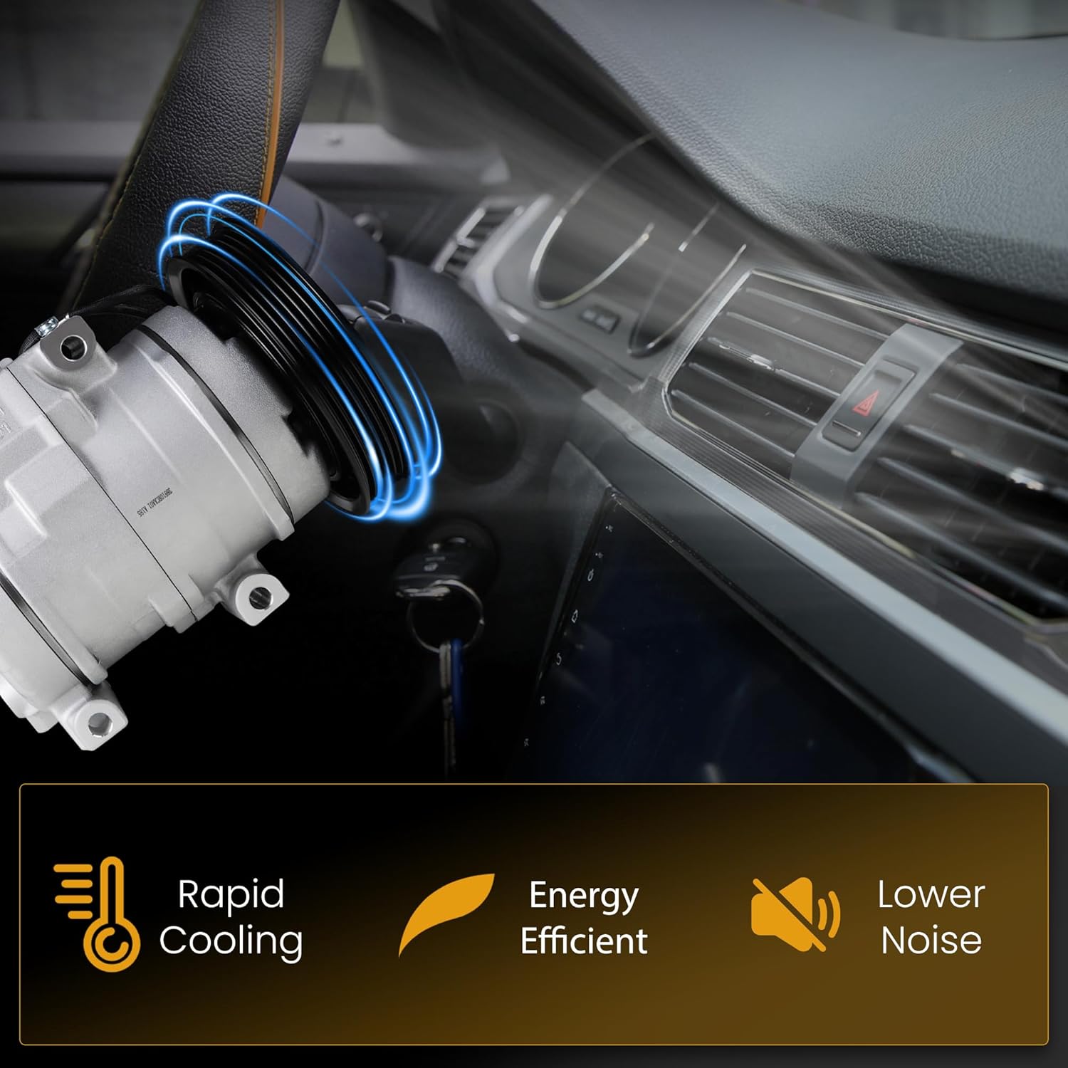 AC Compressor with Clutch Compatible with Honda Accord, Odyssey, Pilot, Ridgeline & Acura MDX, TL, 3.0L 3.2L 3.5L- Replaces 38810RCAA01, 98307, 97307, 639318, CO 10736C