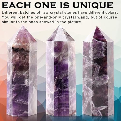 Miniatura 4 de CASMON Varita de cristal de 3.2 a 3.5 pulgadas, torre de cristal curativo, piedra natural de cuarzo natural de 6 puntas pulidas con caja de regalo