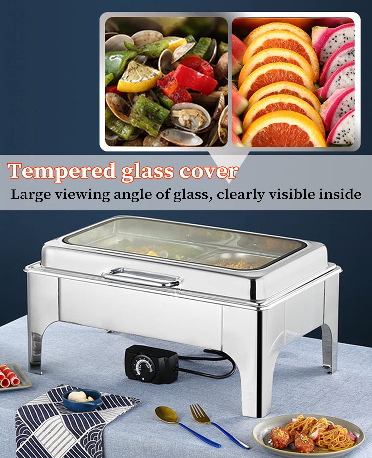 Scaldavivande Elettrico 9L - Acciaio Inox - Con Regolazione Temperatura E Coperchio In Vetro - Per Buffet E Catering - Foto 3