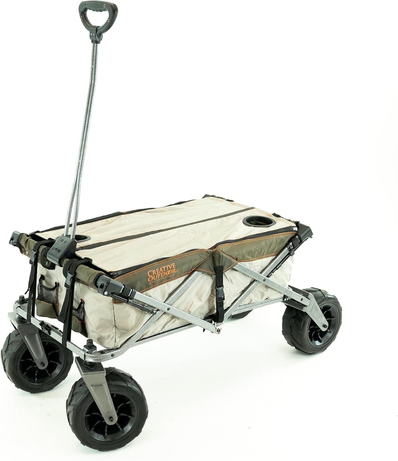 Creative Outdoor Push Pull Stroller Wagon, Beach Hauler XXL with Canopy, Collapsible and Portable Heavy Duty Folding Cart, Supports up to 200lbs Weight Capacity, Giant 10" Wheels