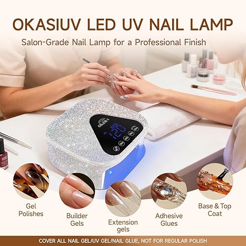 Miniatura 2 de Lámpara de uñas LED UV con guantes UV, base de espejo de metal magnético, secadora de uñas inalámbrica, luz de curado de esmalte de gel con 4
