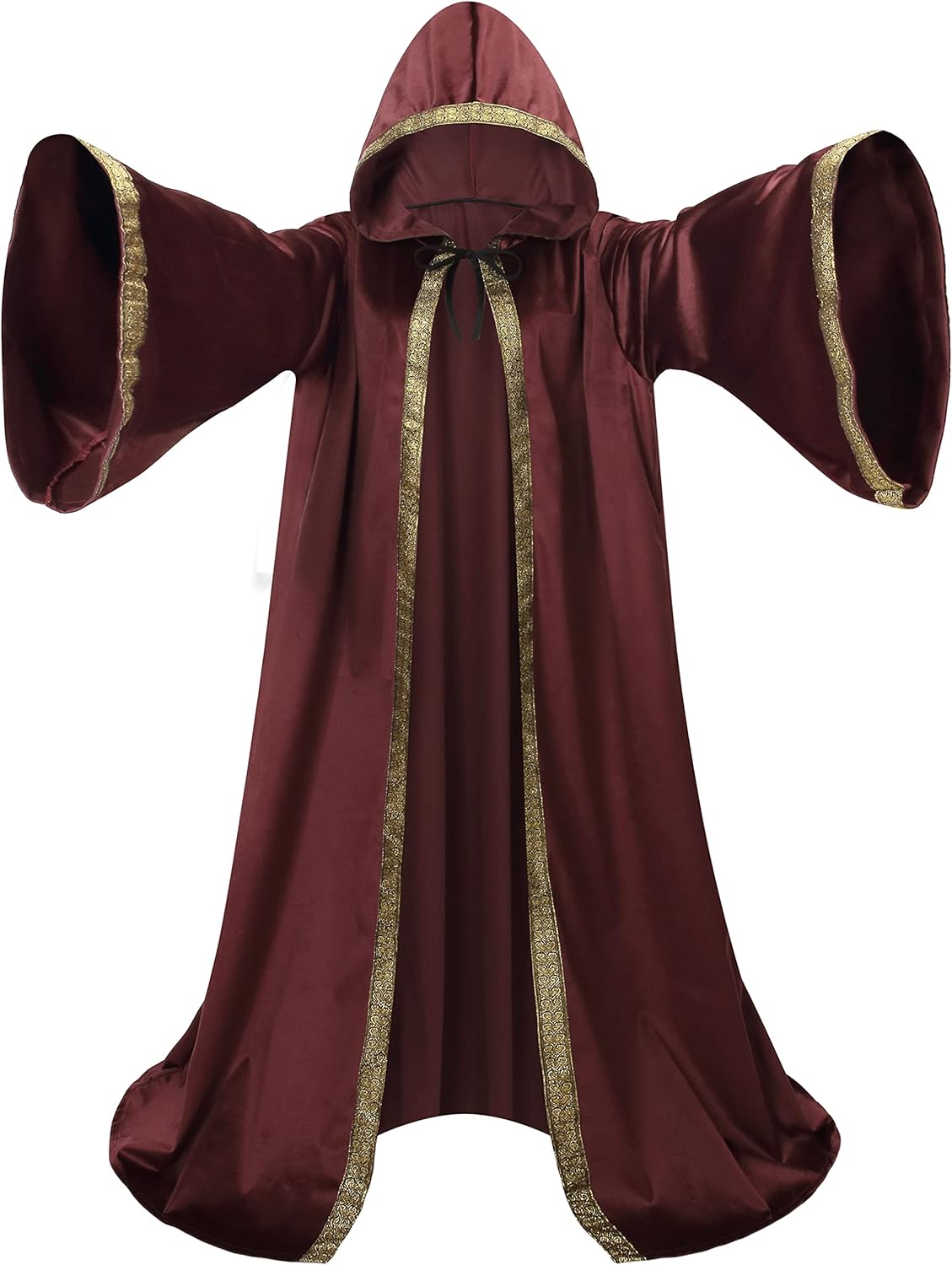 LMYOVE Mens Wizard Robe Costume Renaissance Faire Costume Men Full Length Velvet Cloak with Hood