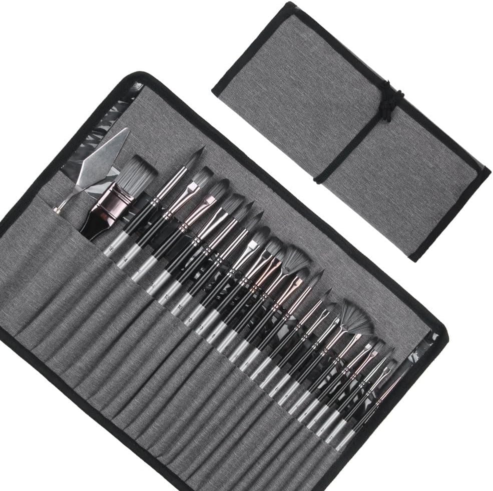 Paint Brush Set, 24 Oil Paintbrush Nylon Bristles Paint Brush Kit with Palette Knife, Durable Synthetic Brush Set, Art Painting Tool for Oil, Acrylic, Watercolor and Detail Paintings
