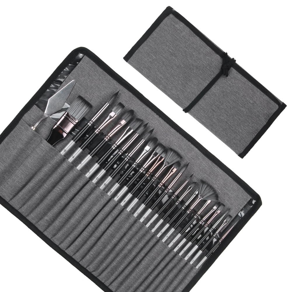 Bolivia's Paint Brush Set, 24 Oil Paintbrush Nylon Bristles Paint Brush Kit with Palette Knife, Durable Synthetic Brush Set, Art Painting Tool for Oil, Acrylic, Watercolor and Detail Paintings