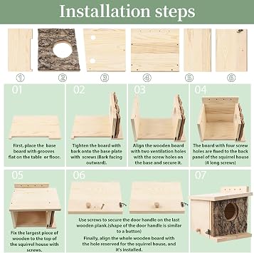 Squirrel Nesting Box, Easy Assembly Squirrel Houses for Outside Nesting