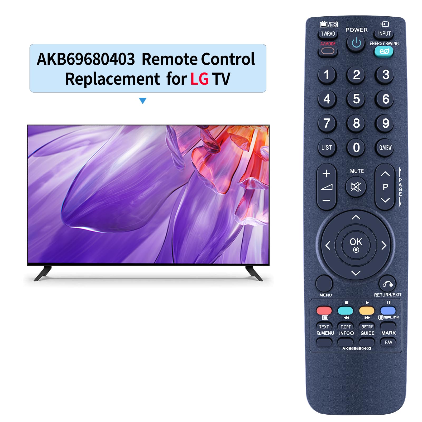 TCNOUMT Replacement LG AKB69680403 Remote Control Compatible with LG LED LCD Smart TV 22LH2000 26LU5020 32LG2100 32LH3000 32LH7030 37LH3010 42LH3000 47LH3020 42PQ20D 50PQ20D - Image 2
