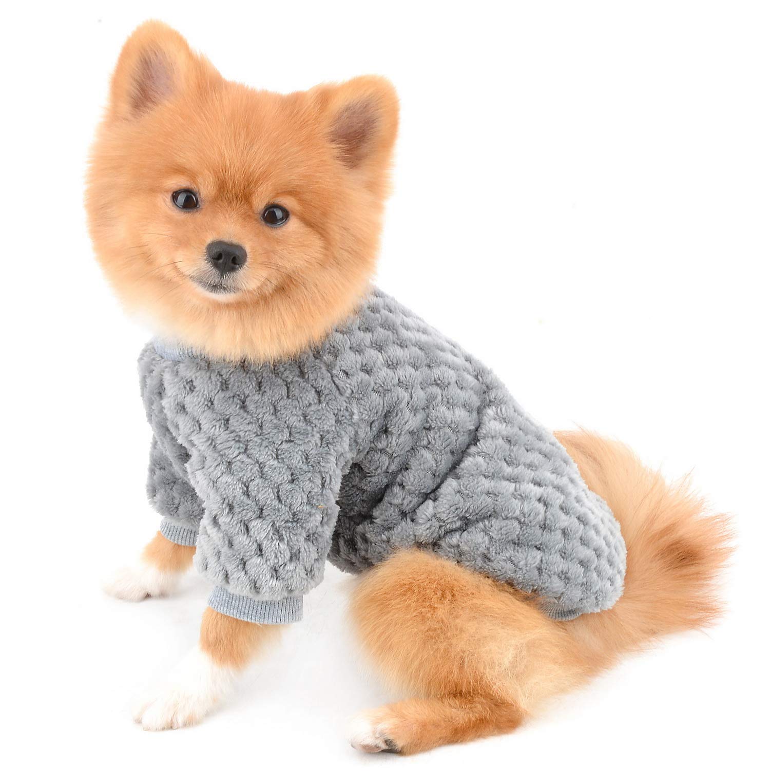 SELMAI Pullover Dog Sweater Soft Fluffy Fleece Winter Coat for Small Dogs Medium Cats Puppy Chihuahua Clothes Dachshund Pets Warm Outfit Solid Color Windproof Cold Weather Walking Outdoor Grey S