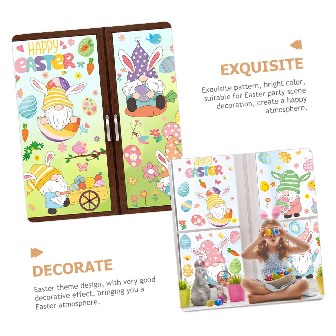 Alipis 5 Ensembles Autocollant Mural De Pâques Flocon De Neige Œuf Lapin De Dessin Animé Décor D'autocollants De Porte De Noël Fenêtre Film Nains Verre De Pâques Stickers Pvc