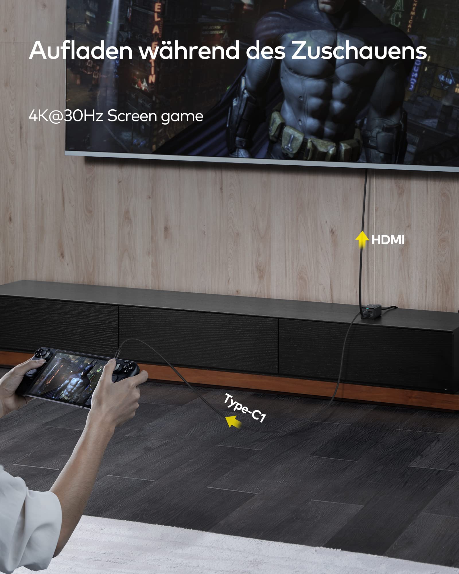 Baseus 67W Estación de Carga USB-C GaN5 para Steam Deck, Nintendo Switch, Mac-Book y Samsung Galaxy con 2 Puertos USB-C y 1 Puerto HDMI