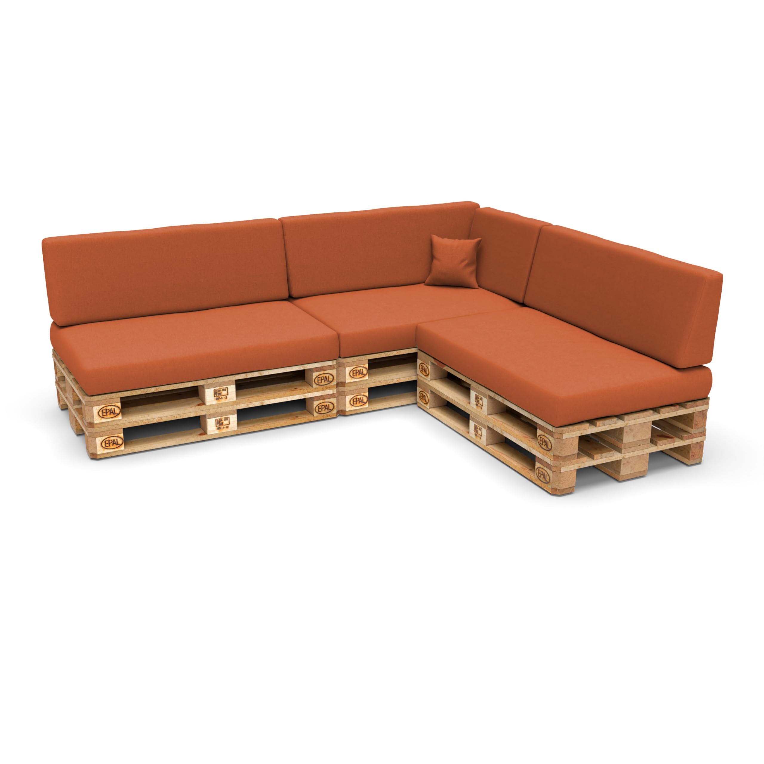POKAR Euro Pallet Seating Set of 2: 1x seat cushion 120x80cm + 1x back cushion 120x40cm, cold foam, removable covers, Home Garden Furniture DIY, indoor outdoor pillow, without pallets, Beige — view 178