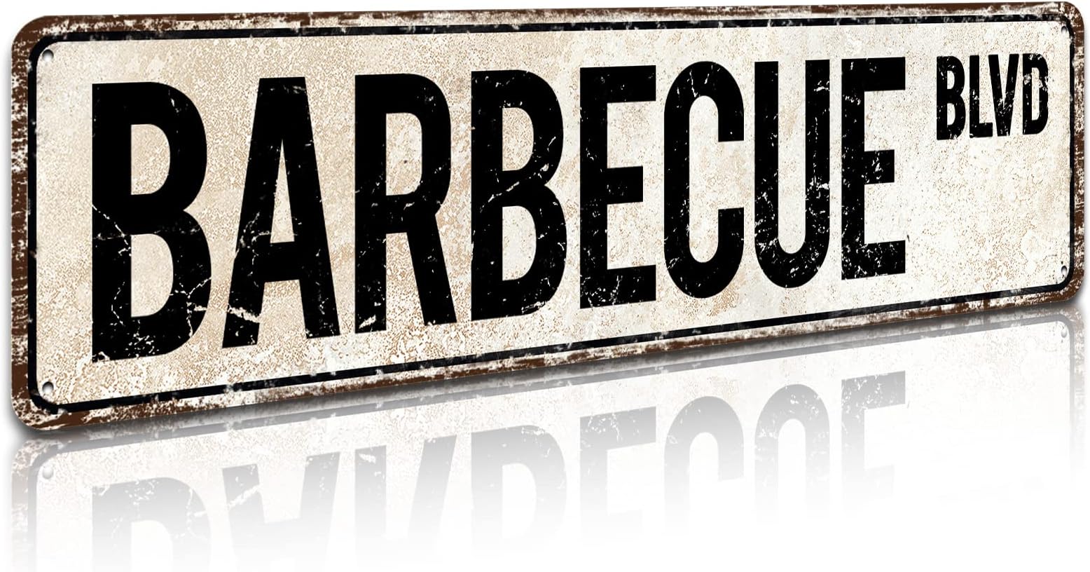 SOYAVE Barbecue Blvd Street Sign, Barbecue Sign Barbecue Decor Barbecue Lover Gift, Vintage Wall Decor for Home/Garden/Kitchen, Novelty Metal Signs 4"x16"