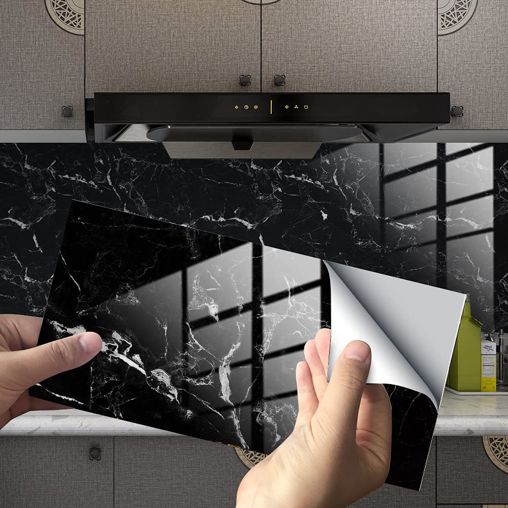 Marble Tile Stickers Vintage Floor Wall Decal Sticker for Bathroom Kitchen Backsplash Self Adhesive Wall Stickers Waterproof Oil Proof DIY New PVC Home Decor 12x6 inches