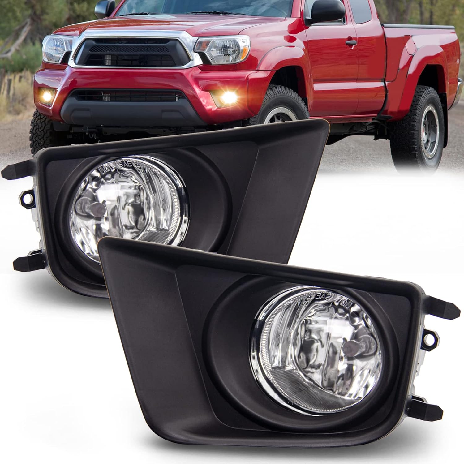 Driving Fog Lights Lamps Assembly for 2012 2013 2014 2015 Toyota Tacoma Fog Light Replacement with H11 Bulbs & Switch and Wiring Kit