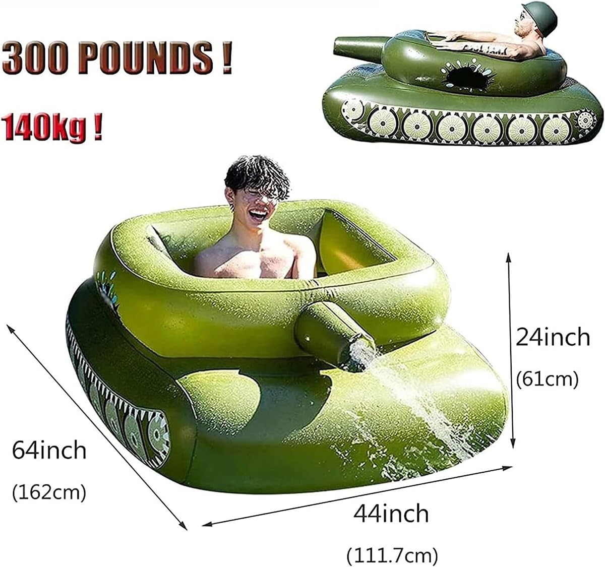 Bouée Piscine Flotteur Piscine Tank (162cm) Avec Canon à Eau - PVC Renforcé - Pour Adultes/ados Jeux Piscine
