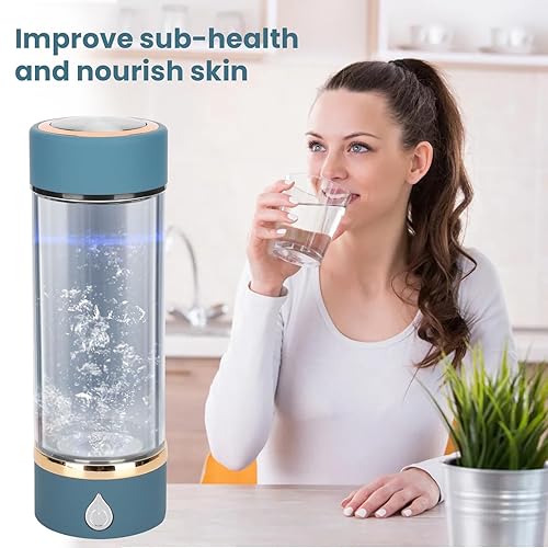 Miniatura 2 de Generador de botellas de agua de hidrógeno, ionizador de agua de hidrógeno portátil, máquina de agua de hidrógeno recargable de 12.8 fl oz para el