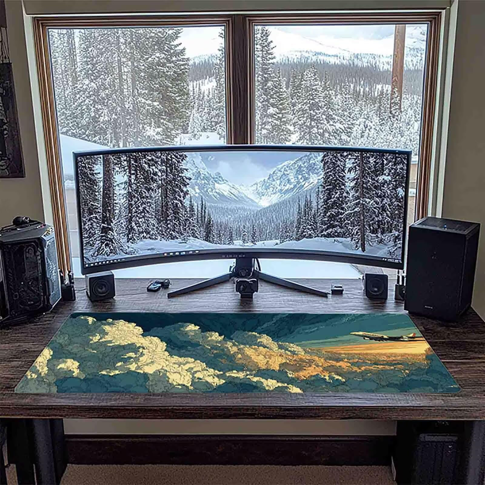 Tappetino Mouse XXL 1000x500mm Aereo Mousepad Cielo Tappetino Scrivania Grande, con base in Gomma Antiscivolo, Impermeabile Sottomano Scrivania per Computer, Ufficio, Accessori Gaming Mouse Pad 5-976f