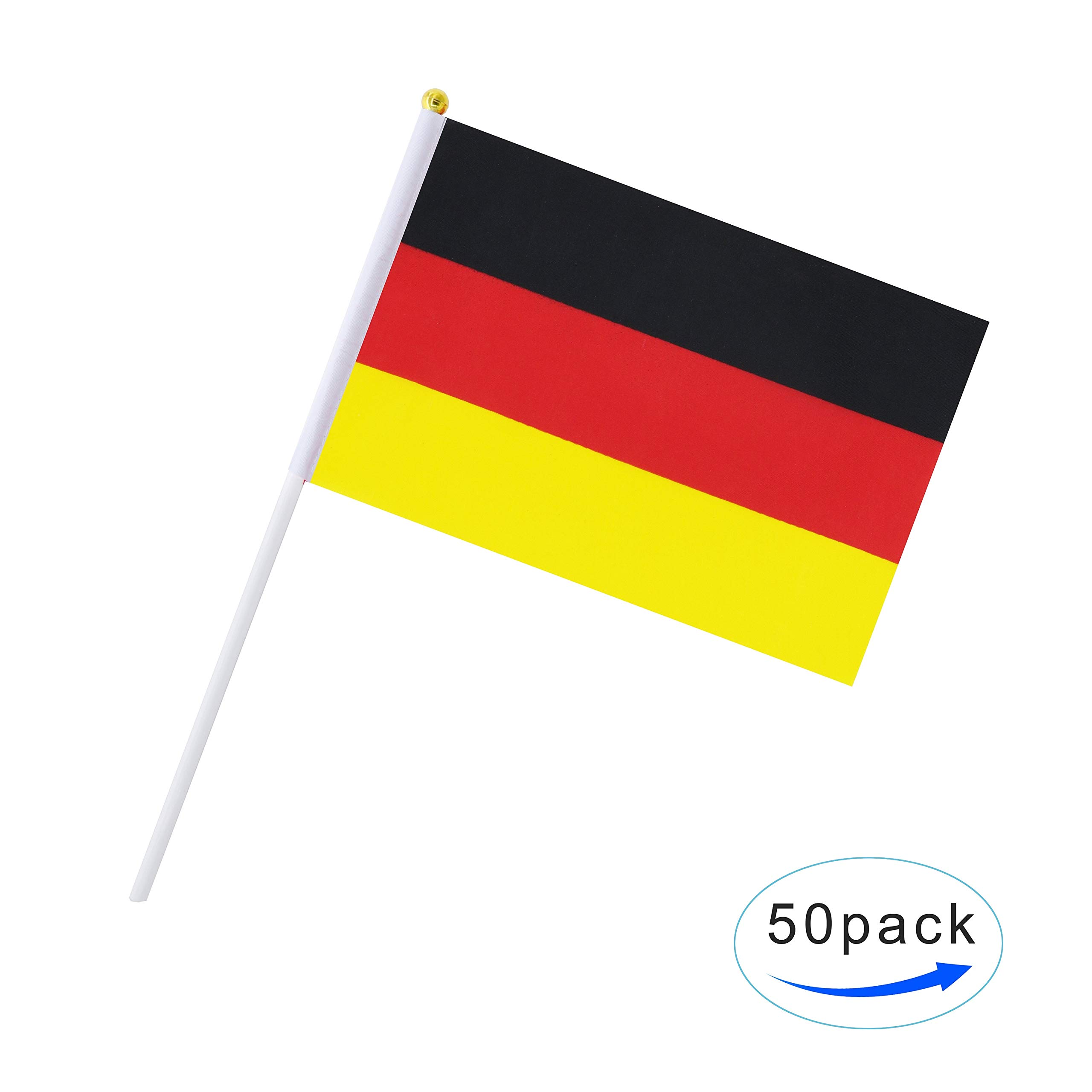 20 Pack Germany Flag Hand Held Mini Stick Flags - 8.2x5.5 Inch, Double-Sided, 12 Inch Stick For Parties & Decor