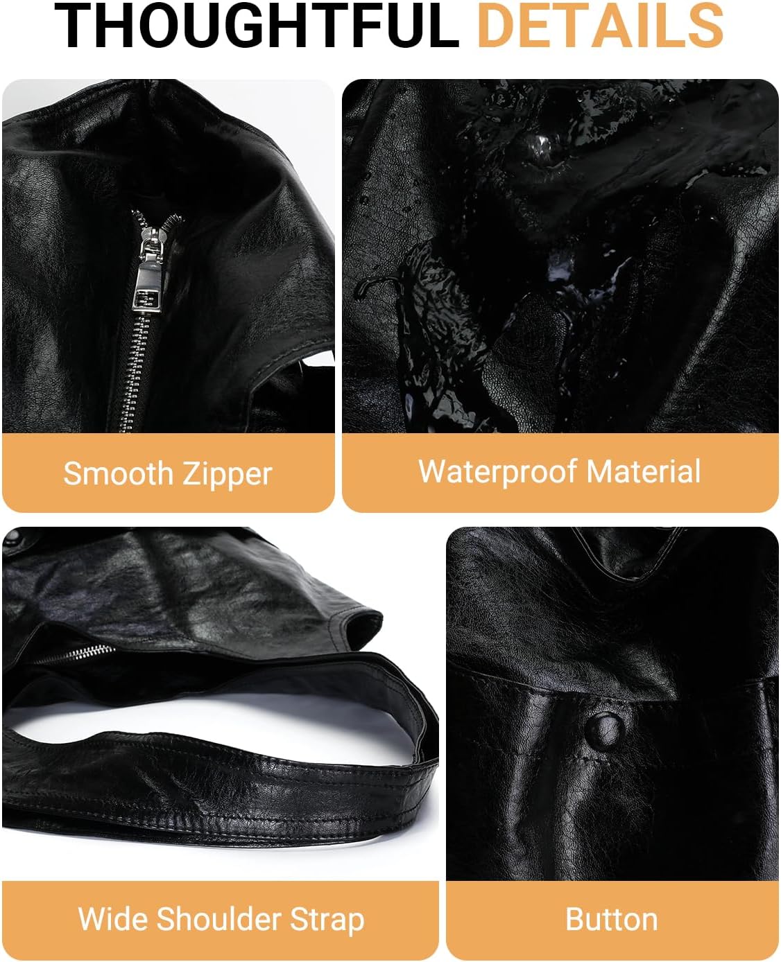 Herald Vegan Leather Large Hobo Bags for Women, Slouchy Shoulder Bag Tote Handbag Purses with Multi-Pocket - Image 6