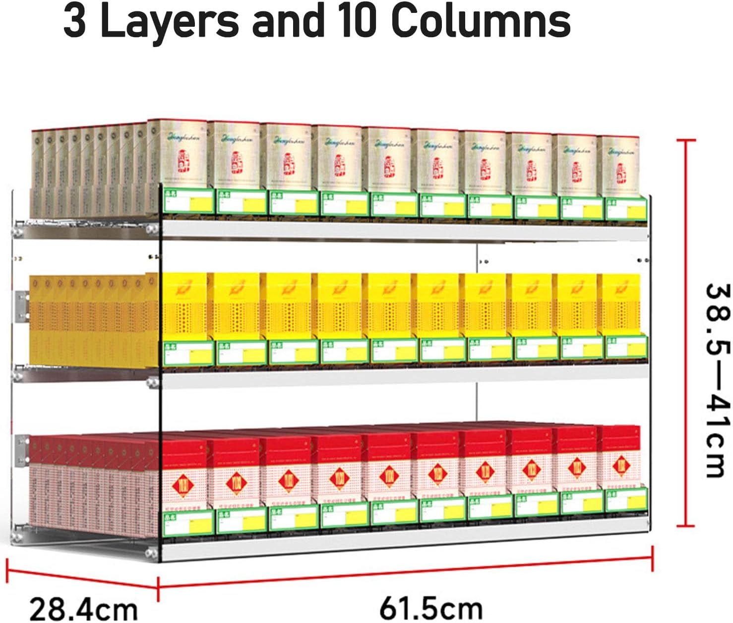 Wall-Mounted Cigarette Rack with Automatic Pushers - Clear Acrylic Display Case, 3 Tiers & 10 Columns, Perfect Cigarette Organizer for Retail Stores & Markets